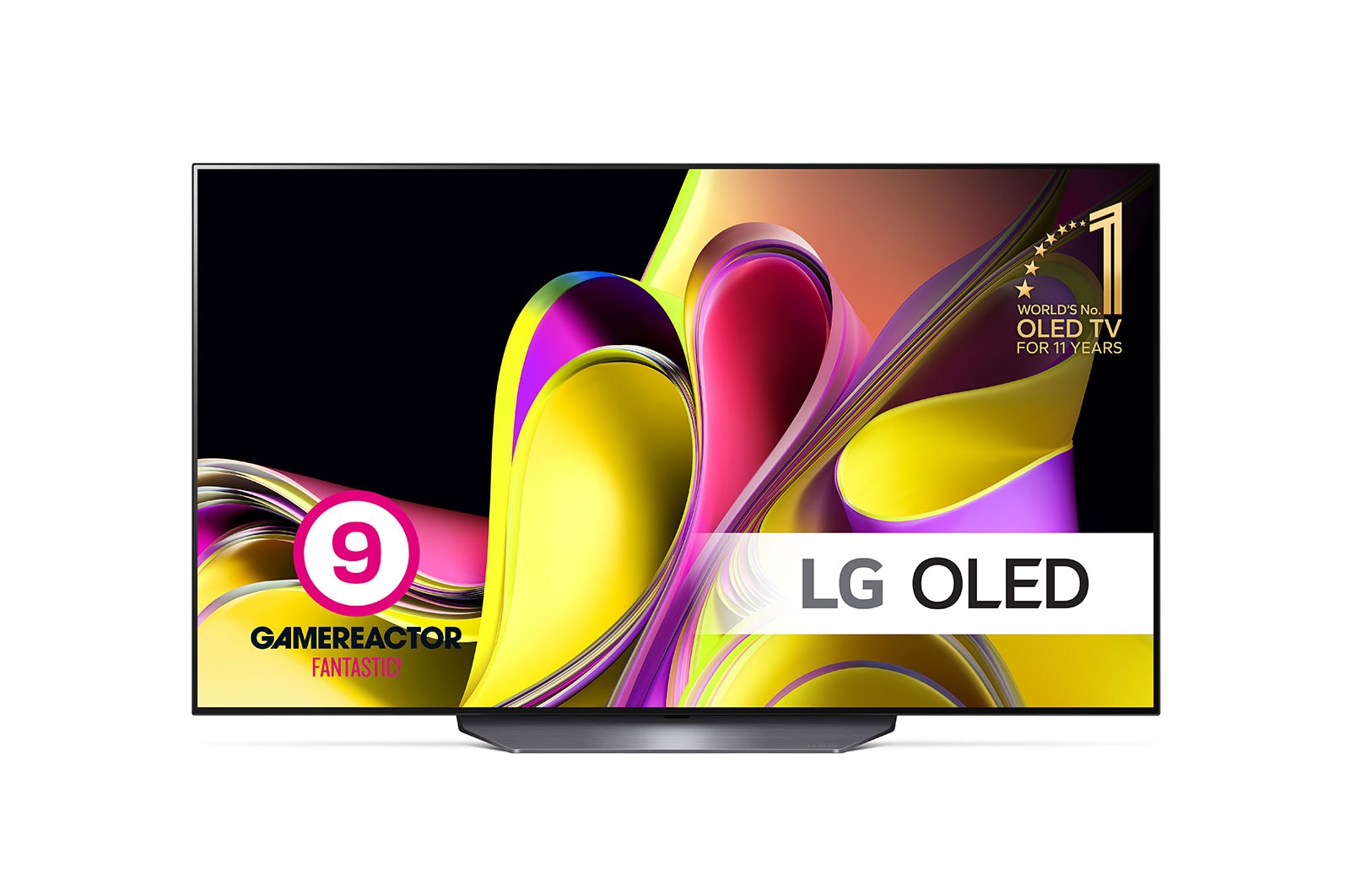 LG 77'' OLED B3 - 4K TV (2023), Vy framifr?n med LG OLED och emblemet f?r 11 Years World No.1 OLED., OLED77B36LA