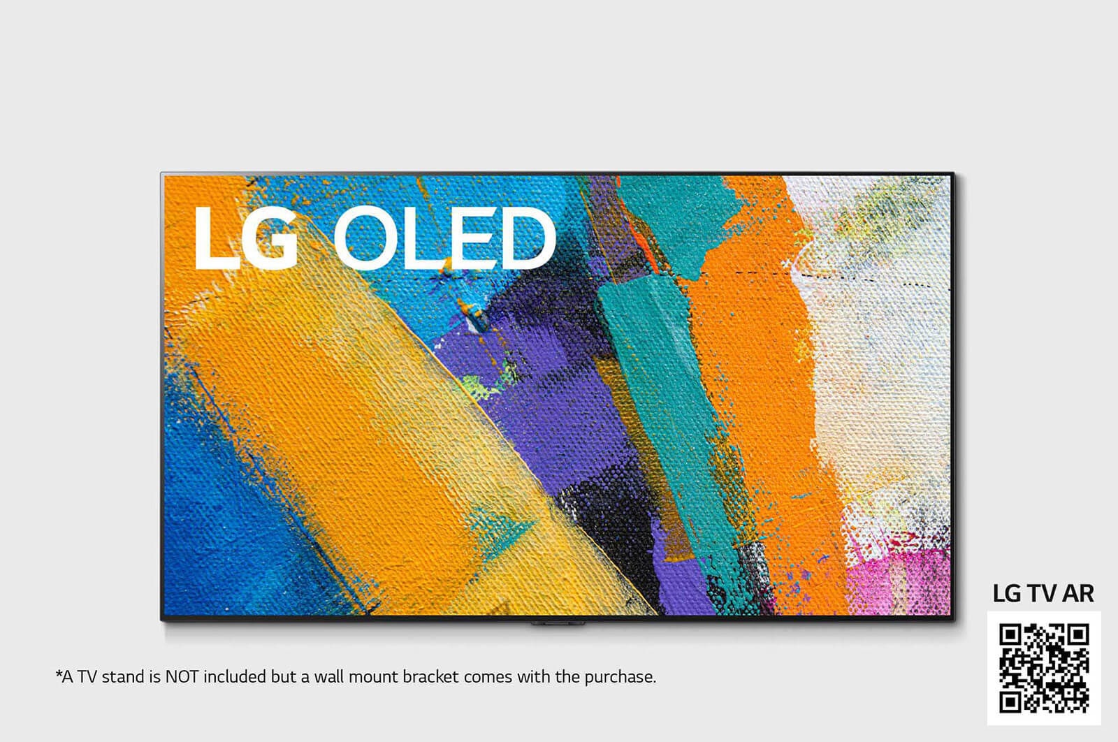 Vy framifr?n av 77&#34; Gallery OLED GX 4K TV med integrerat v?ggf?ste OLED77GX6LA