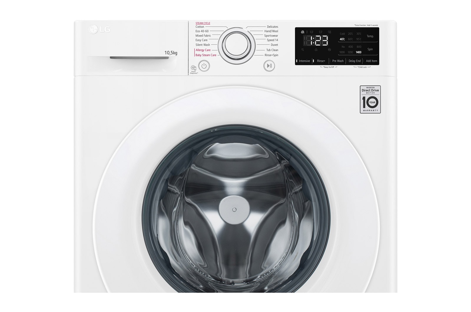 LG 10.5 kg Tv?ttmaskin(Vit) - Steam, Energiklass B, AI DD?, Smart Diagnosis?, F4WV210S0W