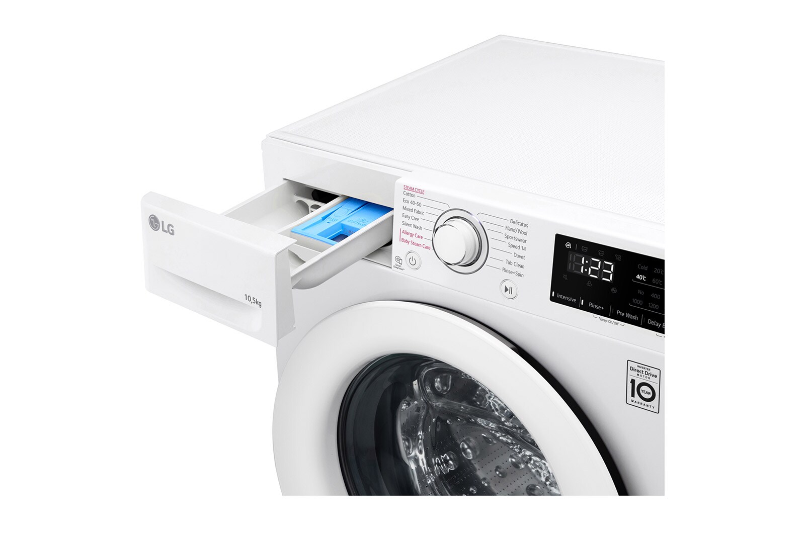 LG 10.5 kg Tv?ttmaskin(Vit) - Steam, Energiklass B, AI DD?, Smart Diagnosis?, F4WV210S0W