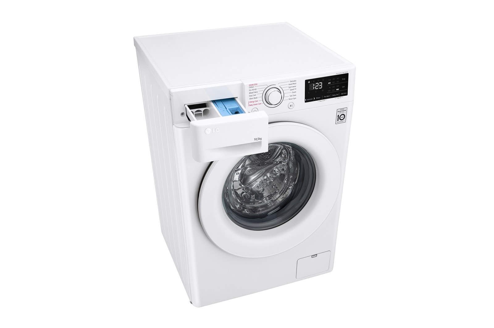 LG 10.5 kg Tv?ttmaskin(Vit) - Steam, Energiklass B, AI DD?, Smart Diagnosis?, F4WV210S0W