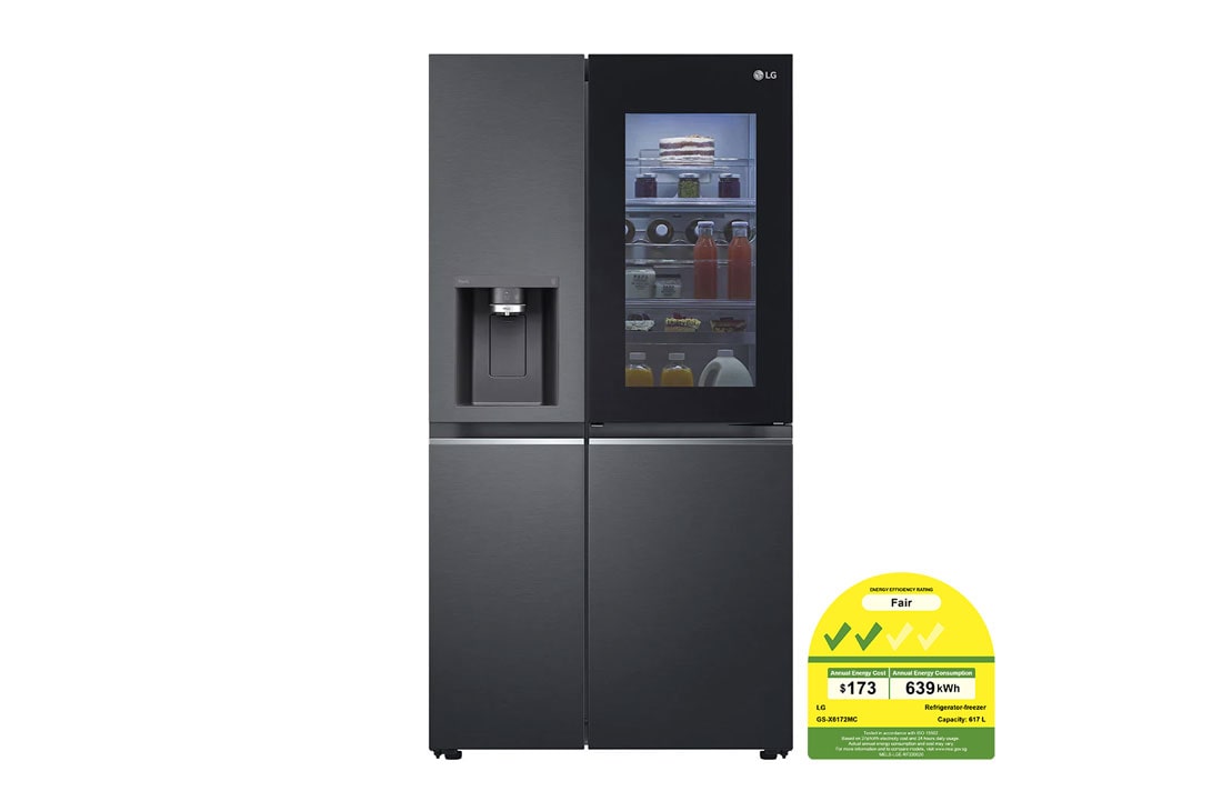 LG  617L Side by Side Fridge with InstaView? Door-in-Door? in Matt Black, GS-X6172MC