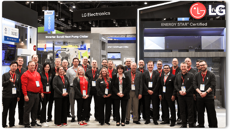 LG booth at AHR 2025 showcasing modern exhibition setup and branding.