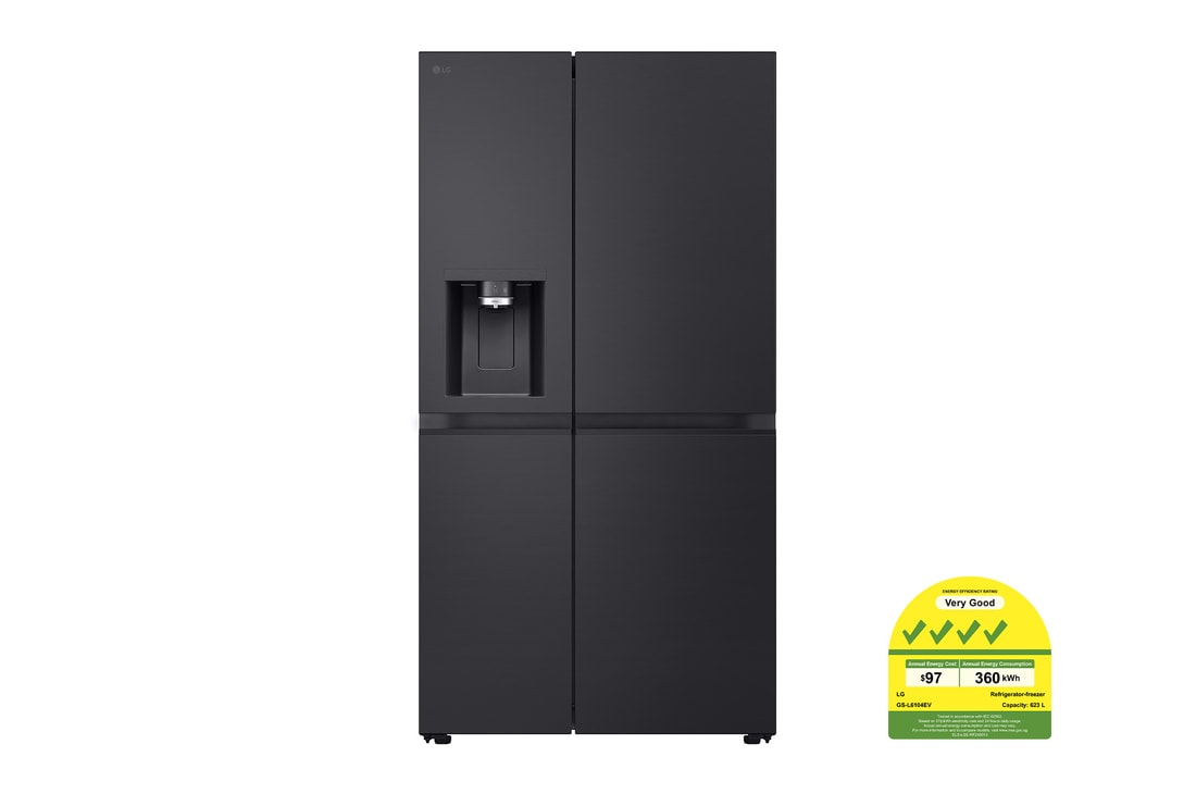 LG 623L Side by Side Fridge with Smart Inverter Compressor? in Essence Black Steel, GS-L6104EV
