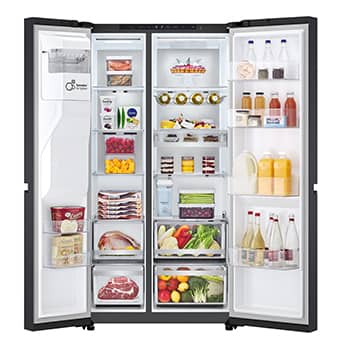 LG 623L Side by Side Fridge with Smart Inverter Compressor? in Essence Black Steel, GS-L6104EV
