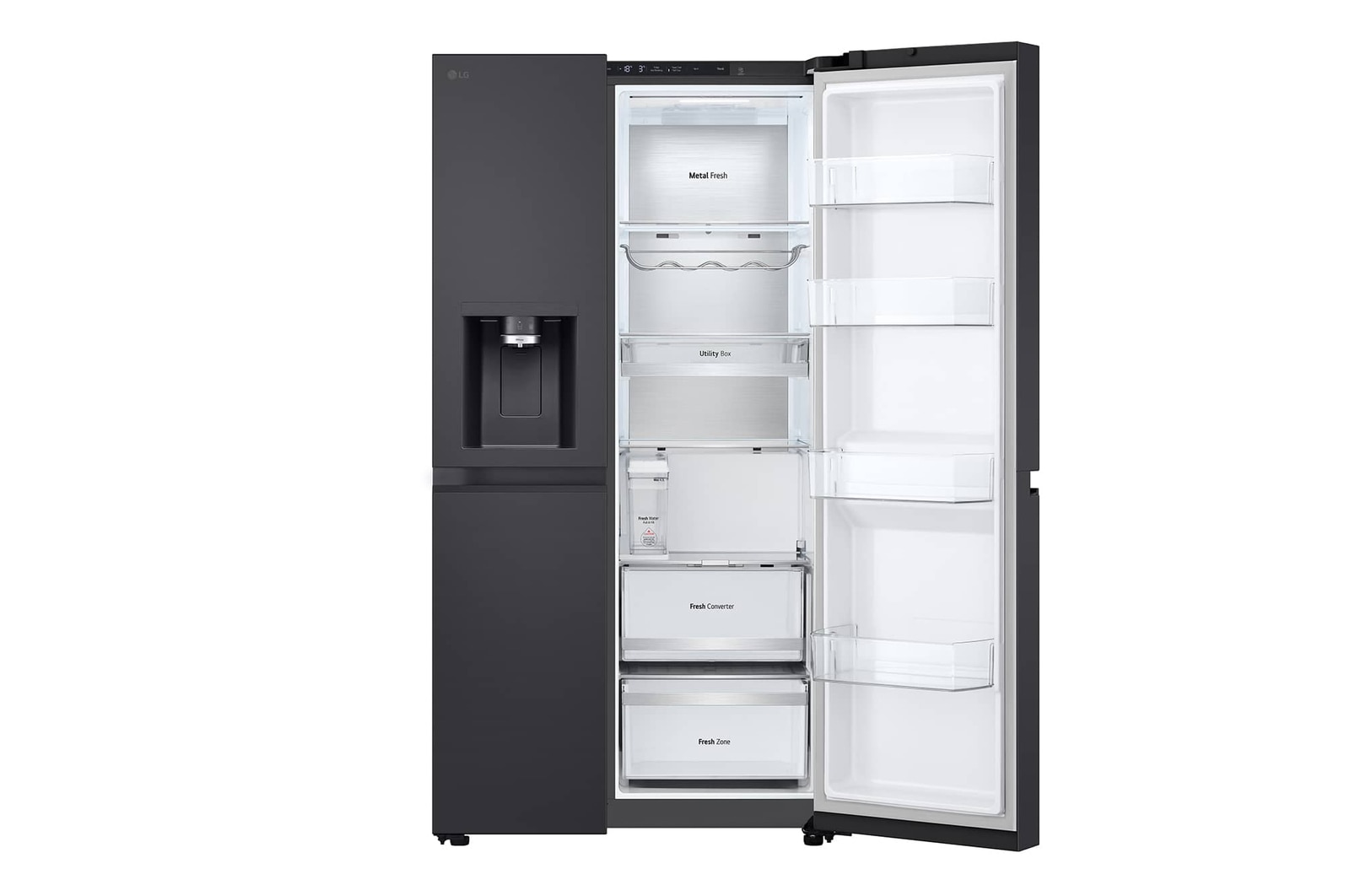LG 623L Side by Side Fridge with Smart Inverter Compressor? in Essence Black Steel, GS-L6104EV