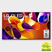 Front view with LG OLED evo and 11 Years World No.1 OLED Emblem on screen, as well as the Soundbar below