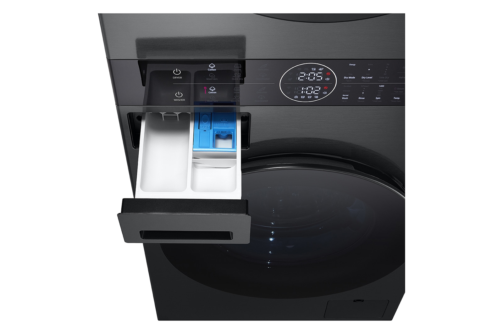 LG 14/10kg AI DD? Front Load WashTower? in Black Steel, WT1410NHB