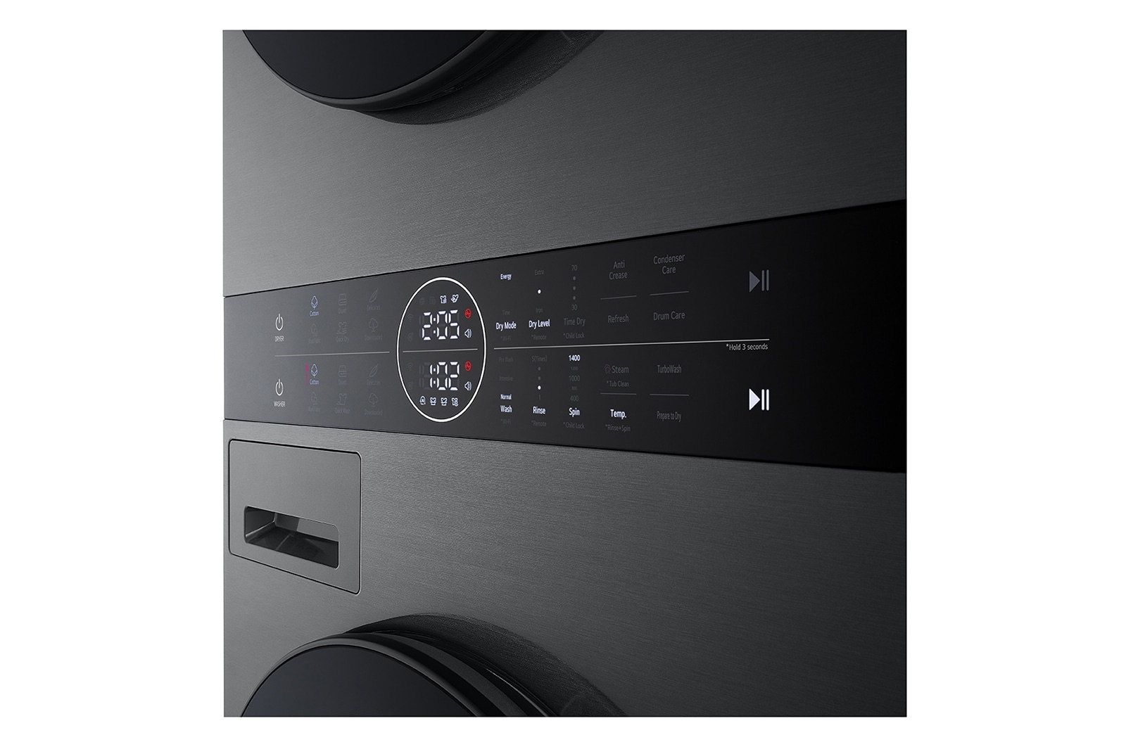 LG 14/10kg AI DD? Front Load WashTower? in Black Steel, WT1410NHB