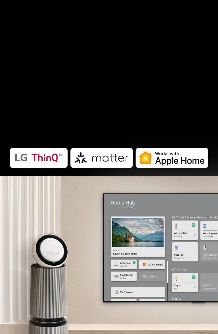 ???????? LG ThinQ?, ????? ??? Apple Home ???? LG ?????????? LG PuriCare? Objet Collection 360° ??????????? ???????? Home Hub ????????????????? "???????????????" ??? LG PuriCare? Objet Collection 360° ??????????????