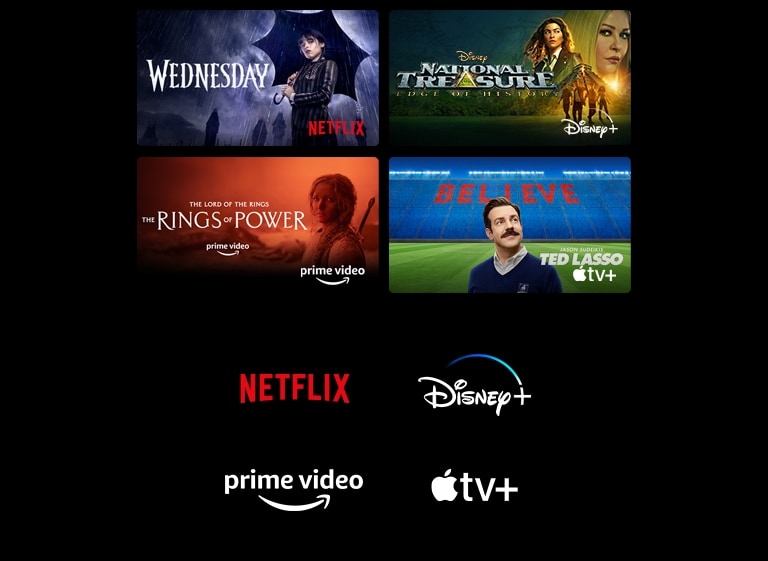 ??????????? Wednesday ??? Netflix, National Treasure ??? Disney , The Rings of Power ??? Prime Video ??? Ted Lasso ??? Apple TV Plus