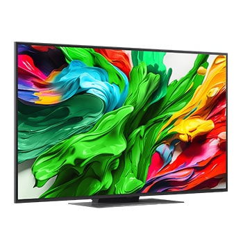 LG QNED evo QNED85 TV’nin sola bakan g?rünümü 