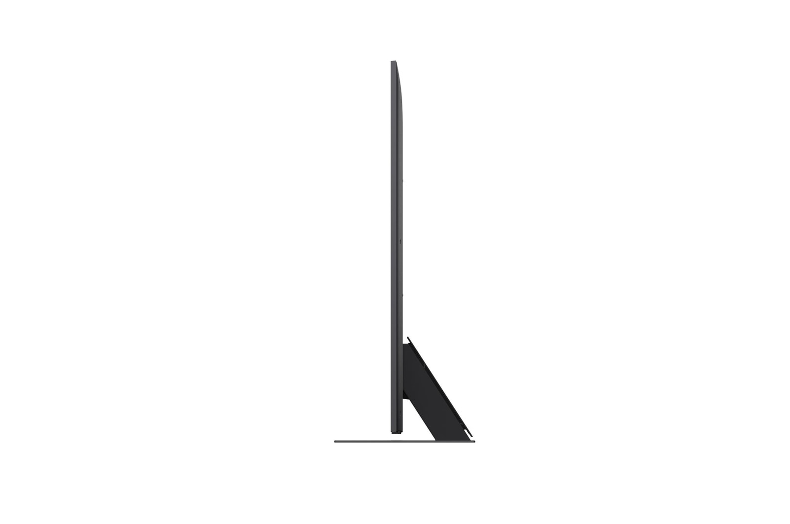 LG QNED evo AI QNED85 4K Smart TV’nin ?nden ve yandan g?rünümü uzunluk, geni?lik, yükseklik ve derinlik boyutlar?n? g?steriyor.