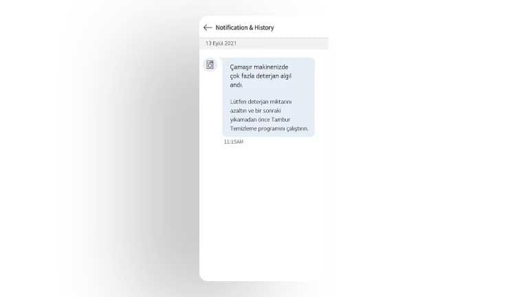 LG ThinQ uygulamas?n?n ThinQ Care ekran?ndaki birka? uyar? mesaj?n?n g?rüntüsü.
