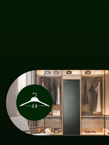 這是 LG Styler 蒸氣電子衣櫥及其配件的圖片。