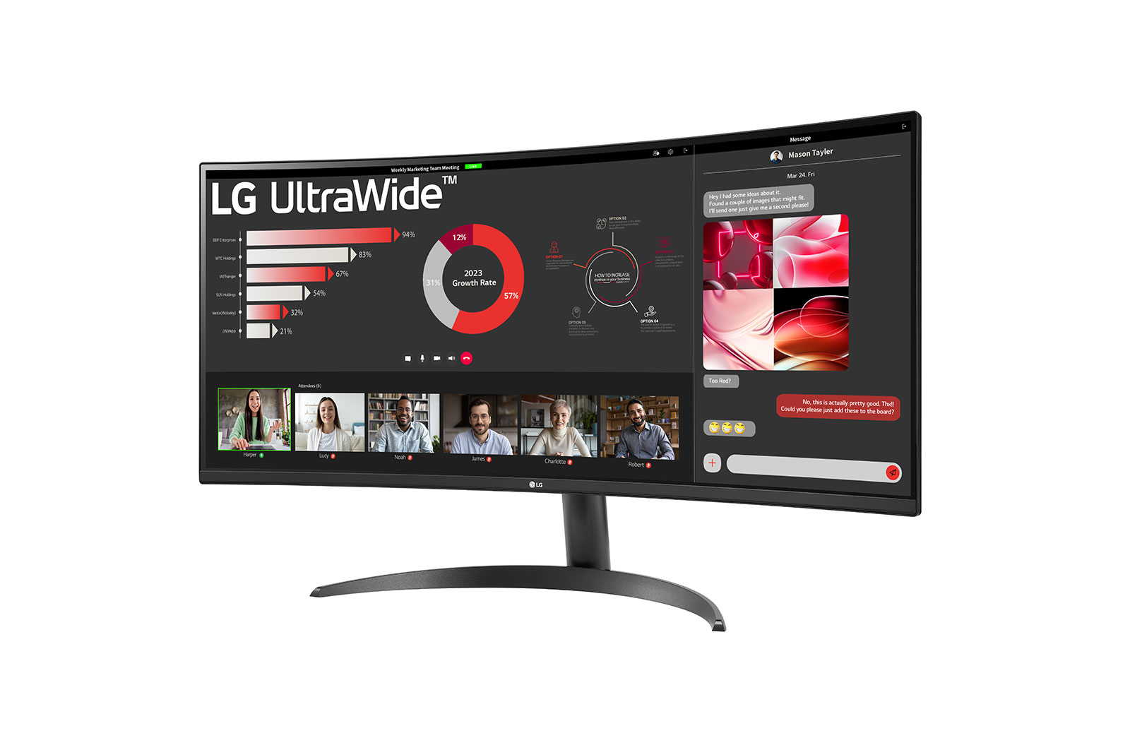 LG 34 吋 21:9 曲面 UltraWide? QHD (3440 x 1440) 多工作業螢幕, 34WR50QC-B