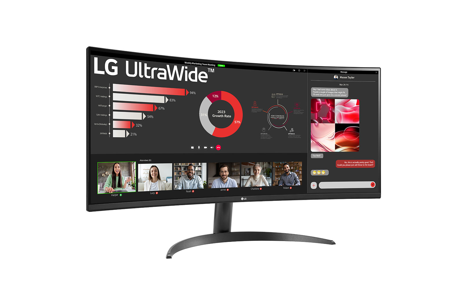 LG 34 吋 21:9 曲面 UltraWide? QHD (3440 x 1440) 多工作業螢幕, 34WR50QC-B
