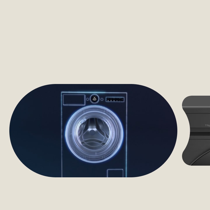 Tre videor som visar funktionerna AI DD?, Microplastic Care och Easy Control spelas upp i sekvens fr?n v?nster till h?ger.