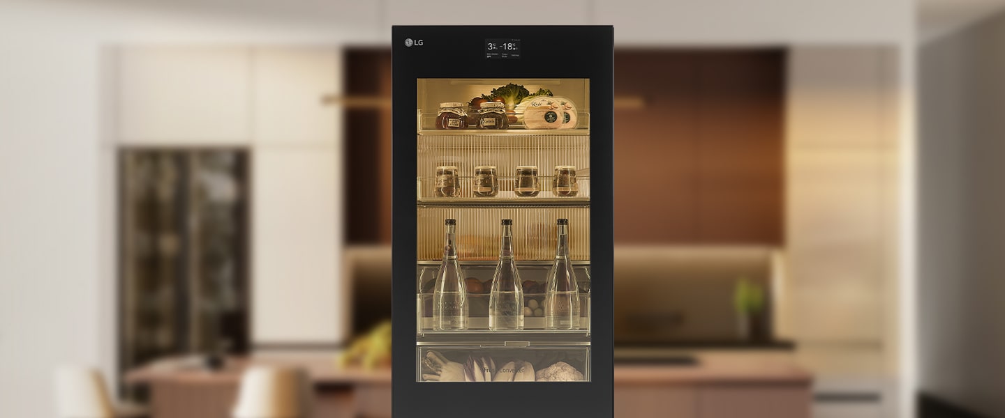 Brown-toned kitchen and refrigerator image.