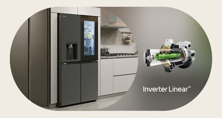 The LG's refrigerator and LG Inverter Linear Compressor? are visible side by side.	