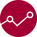 A grey icon featuring a line graph with three white dots, symbolising data analysis or performance metrics.