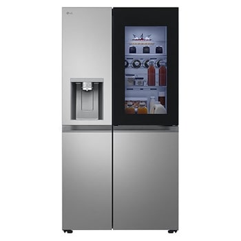 Front view of 628L InstaView? Side-By-Side Refrigerator Prime Silver (GSXE81PYBD)