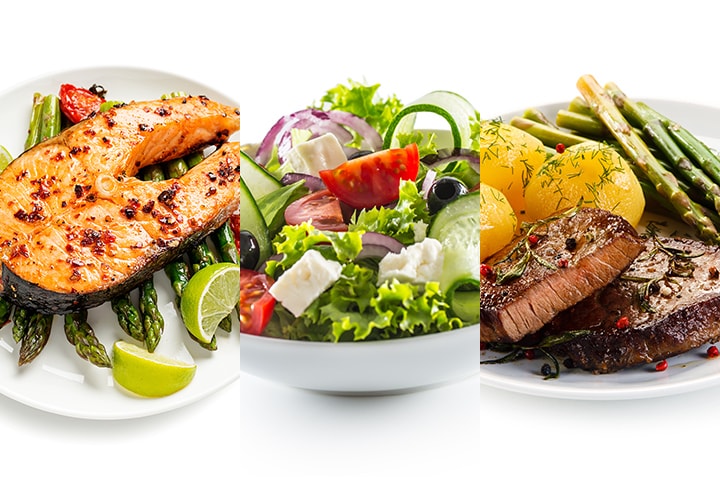 A variety of foods are shown