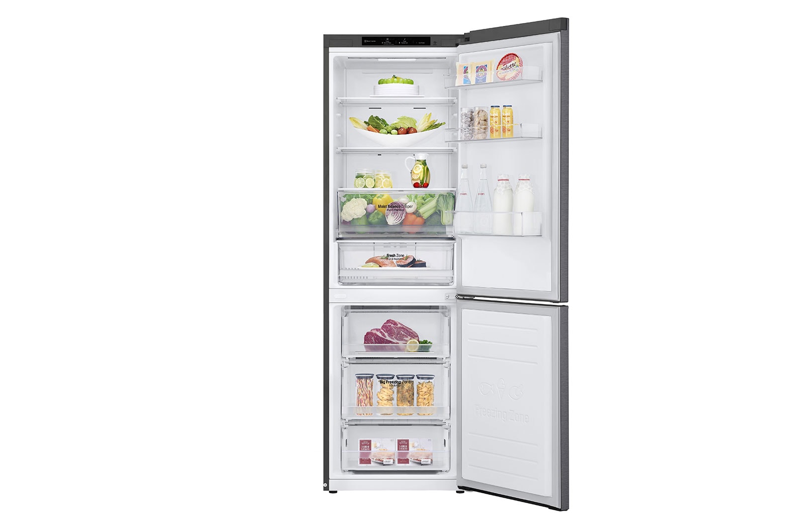 LG 341L Tall Fridge Freezer Total No Frost, Dark Graphite, GBB61DSJEN