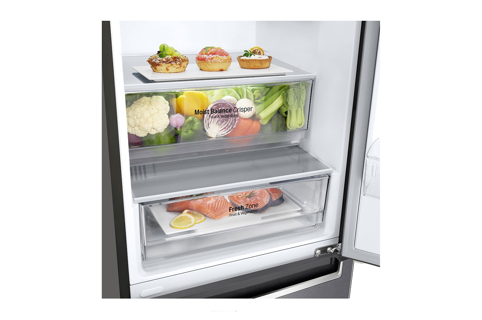 LG 341L Tall Fridge Freezer Total No Frost, Dark Graphite, GBB61DSJEN