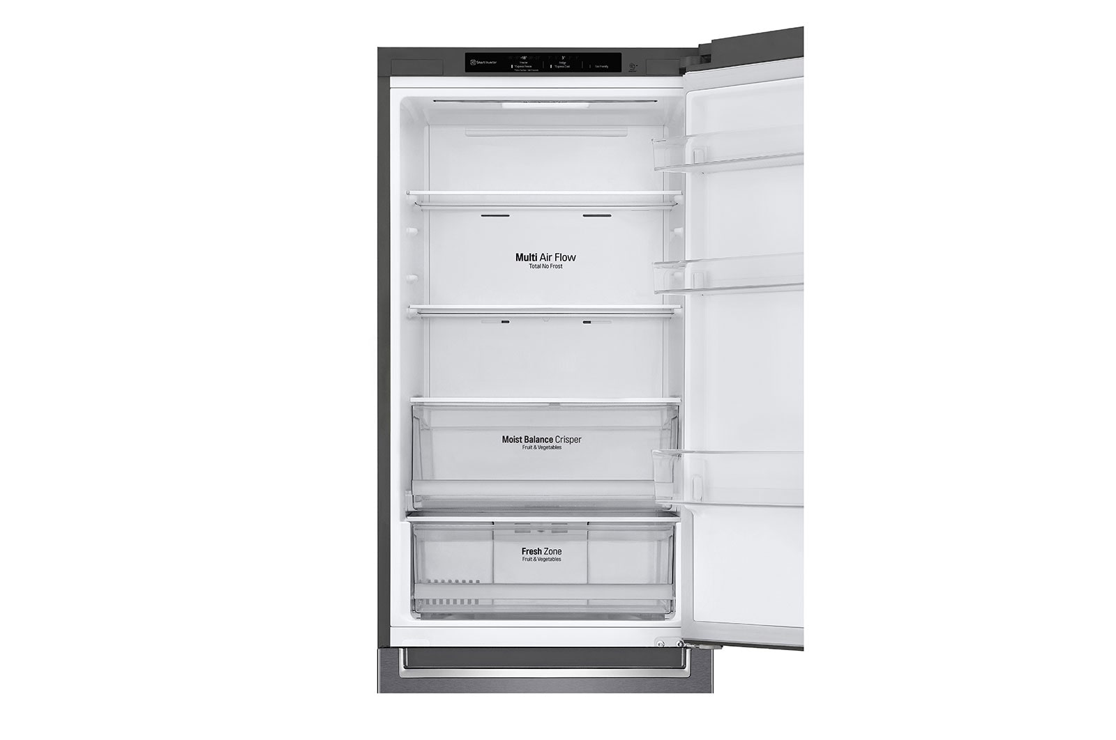 LG 341L Tall Fridge Freezer Total No Frost, Dark Graphite, GBB61DSJEN