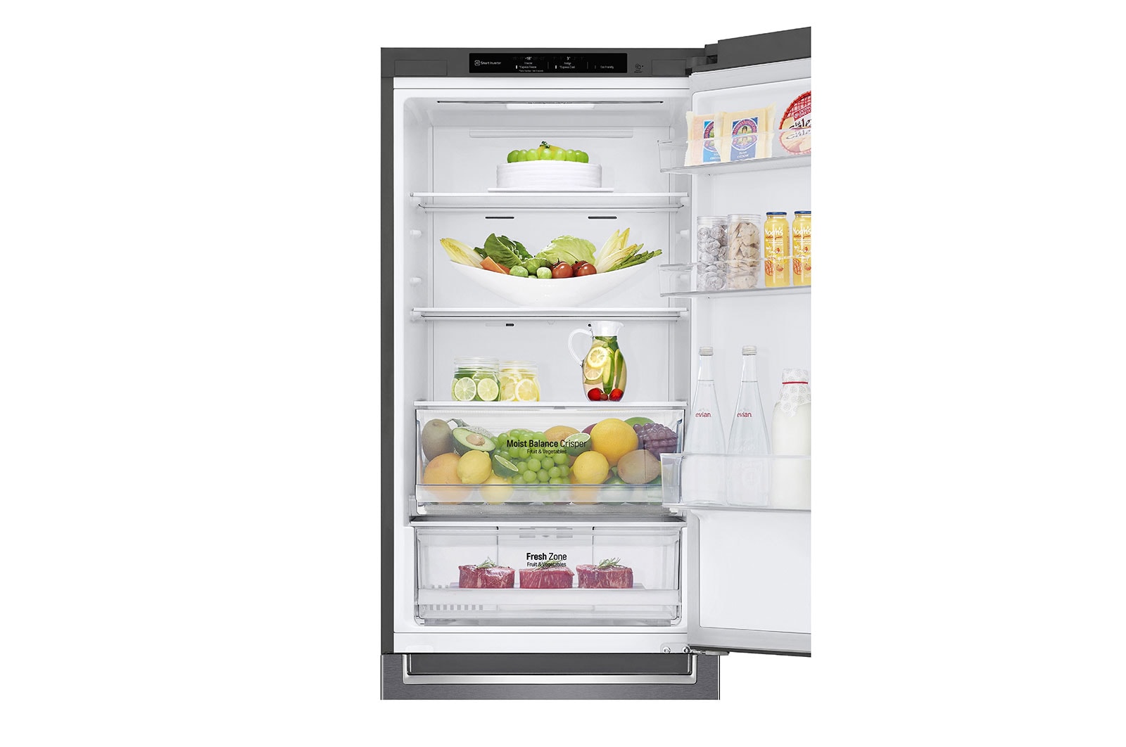 LG 341L Tall Fridge Freezer Total No Frost, Dark Graphite, GBB61DSJEN