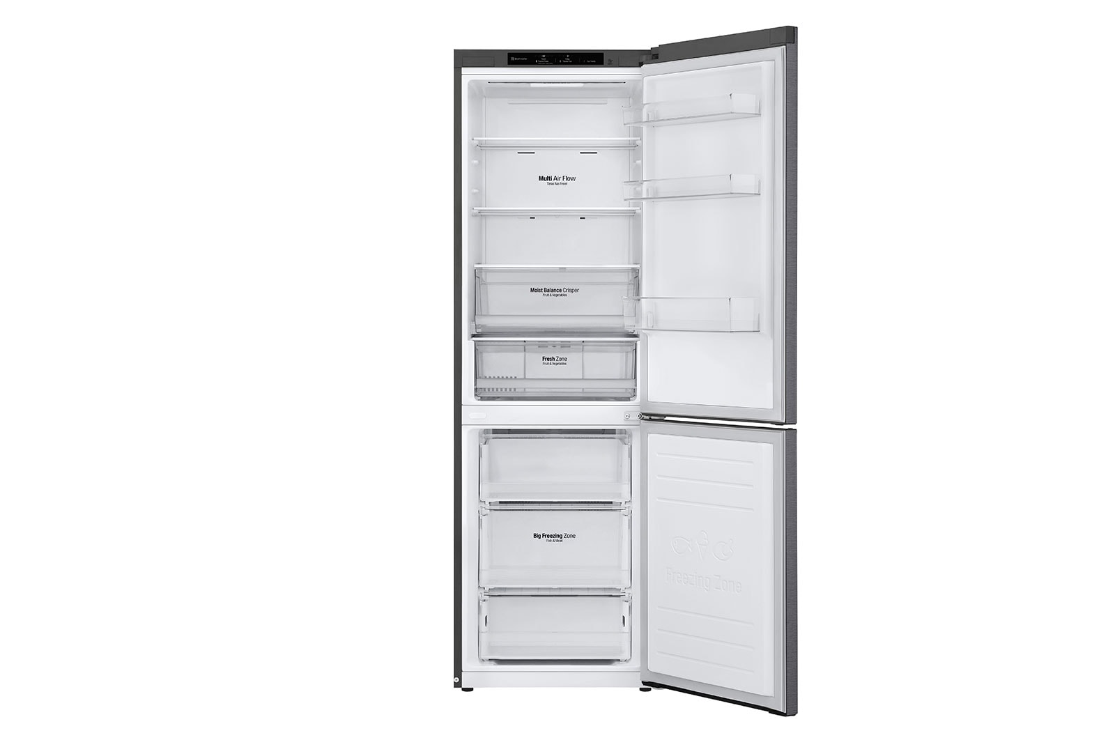 LG 341L Tall Fridge Freezer Total No Frost, Dark Graphite, GBB61DSJEN
