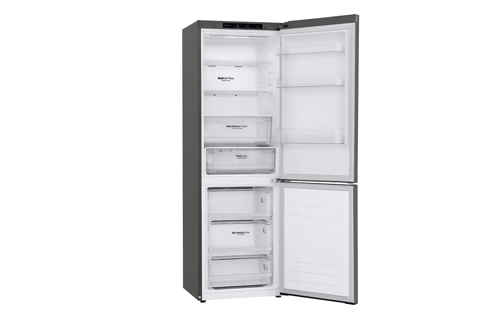 LG 341L Tall Fridge Freezer Total No Frost, Dark Graphite, GBB61DSJEN