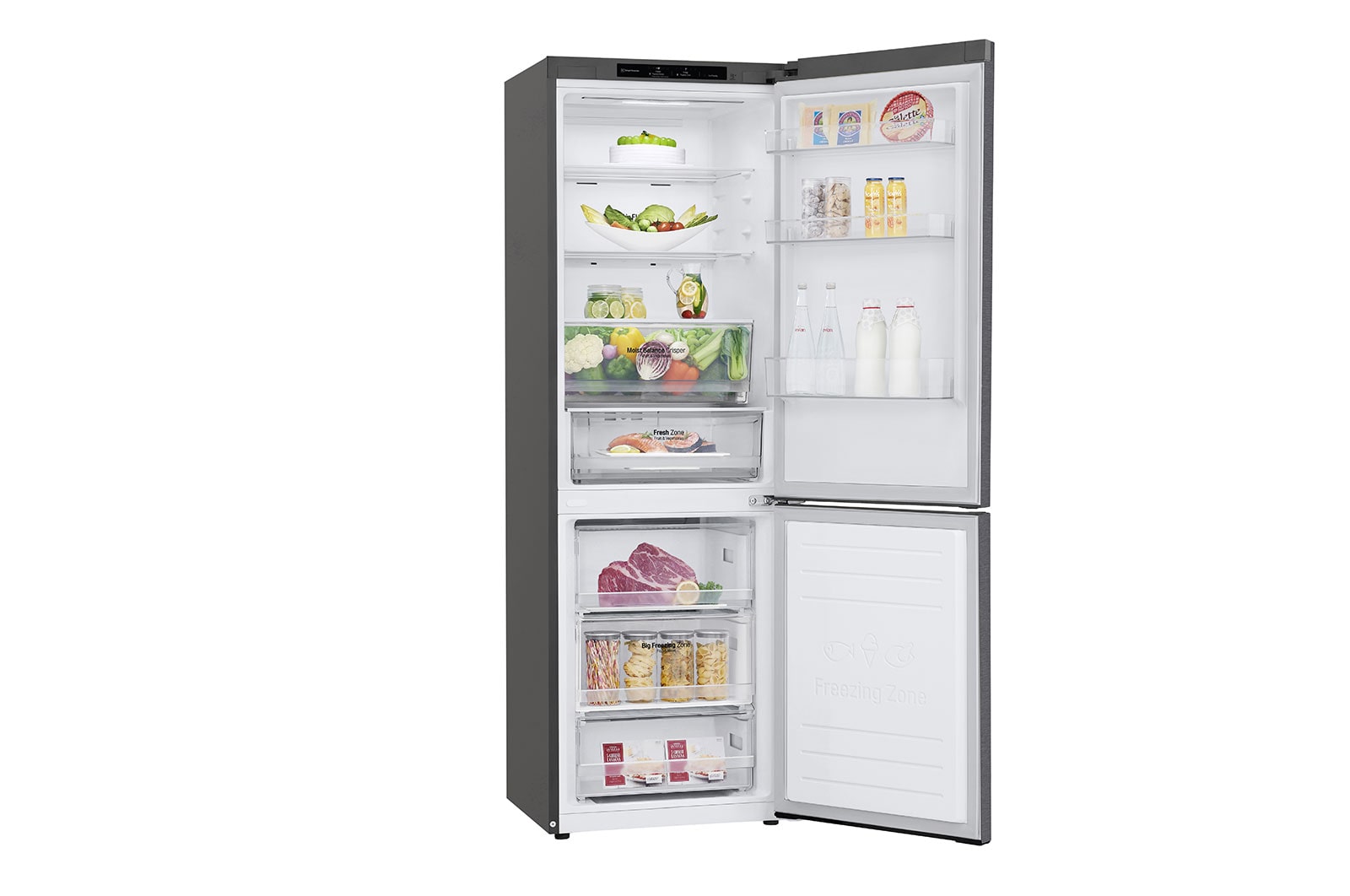 LG 341L Tall Fridge Freezer Total No Frost, Dark Graphite, GBB61DSJEN