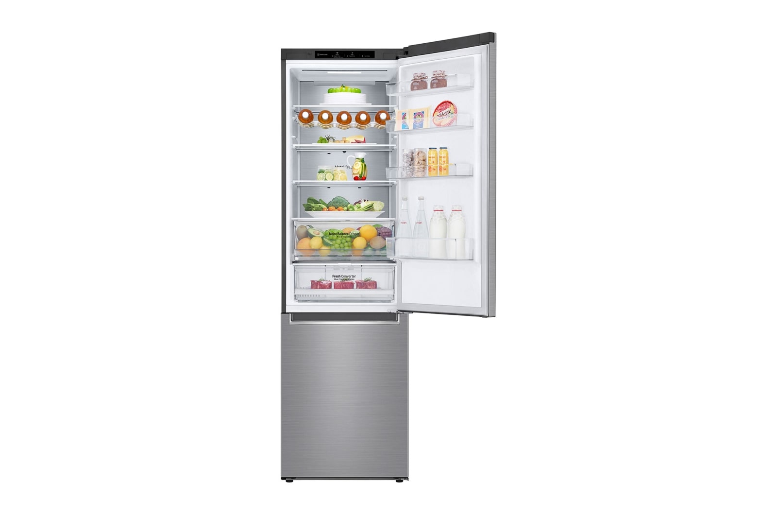LG 384L Tall Fridge Freezer Shiny Steel Total No Frost, GBD62PZYFN