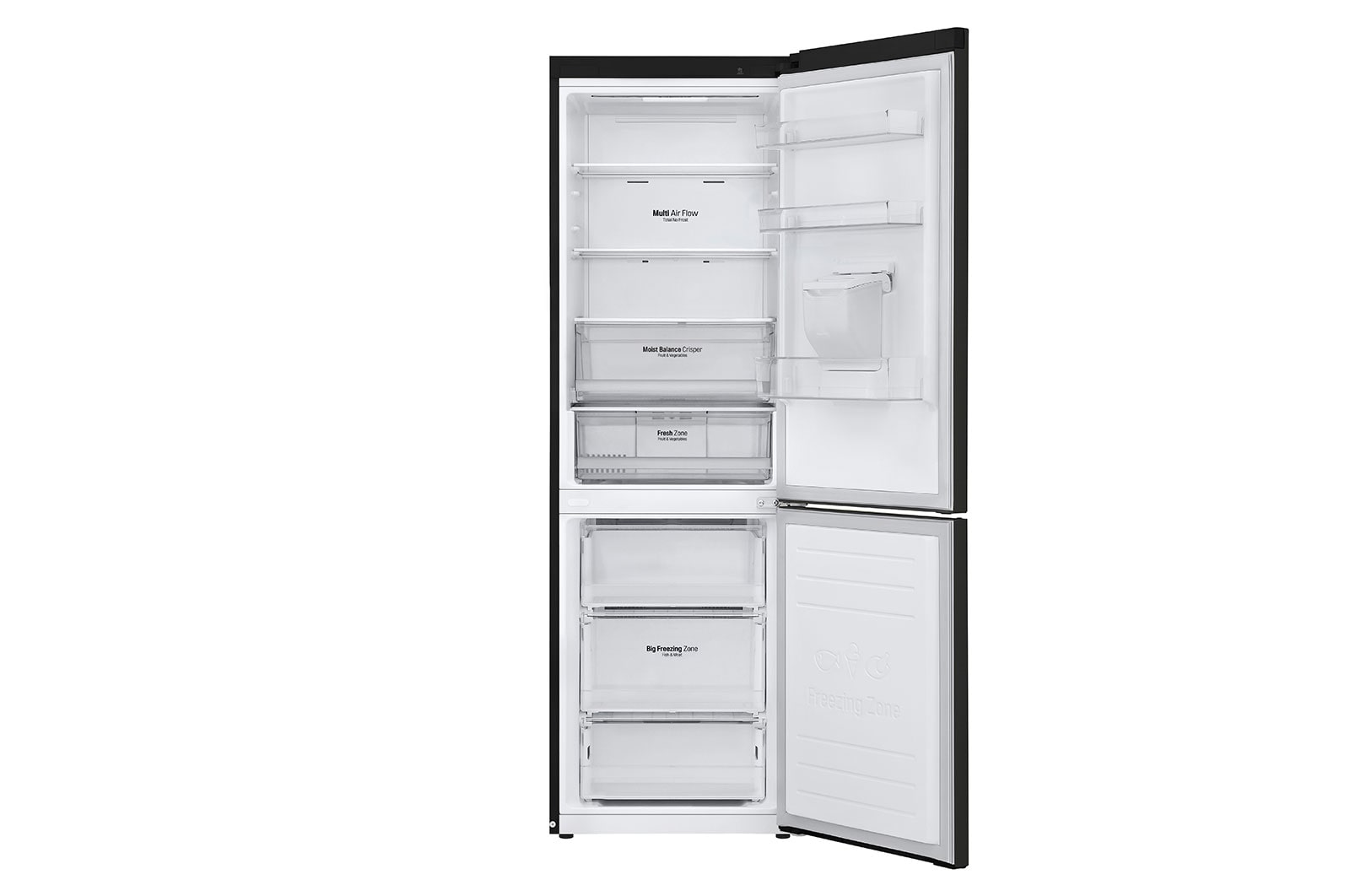LG 340L Tall Fridge Freezer Black Steel Water Dispenser, GBF61BLHEN