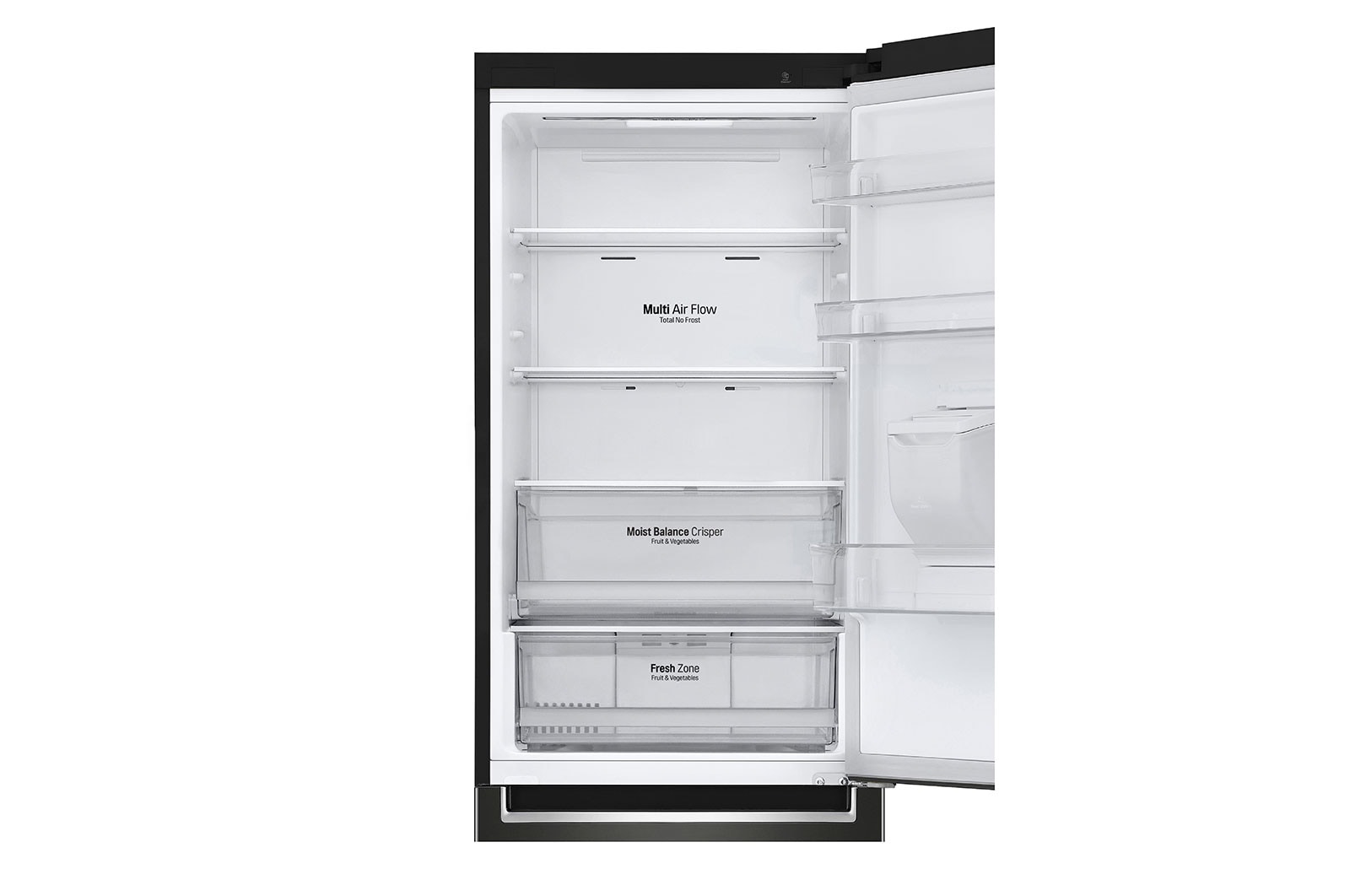 LG 340L Tall Fridge Freezer Black Steel Water Dispenser, GBF61BLHEN