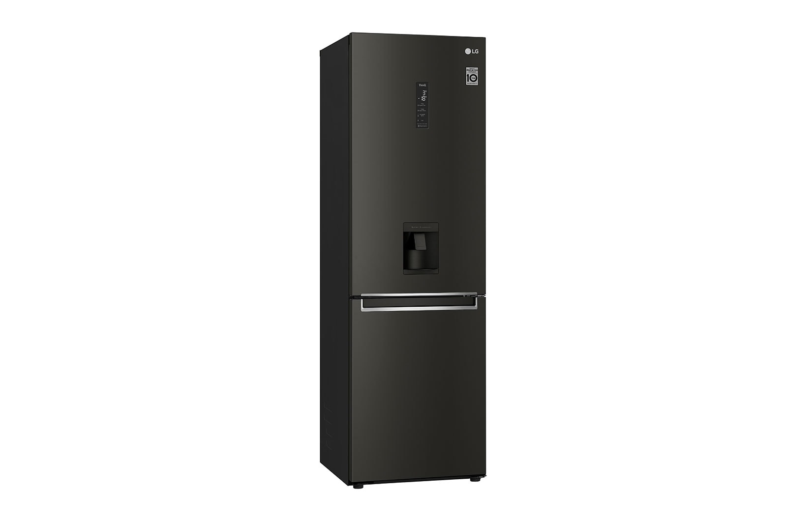 LG 340L Tall Fridge Freezer Black Steel Water Dispenser, GBF61BLHEN