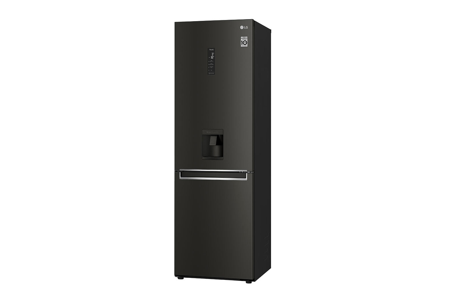 LG 340L Tall Fridge Freezer Black Steel Water Dispenser, GBF61BLHEN