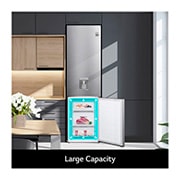 LG 383L Tall Fridge Freezer Water Dispenser, Shiny Steel, GBF62PZJMN