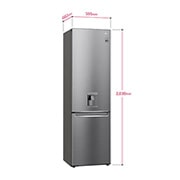LG 383L Tall Fridge Freezer Water Dispenser, Shiny Steel, GBF62PZJMN