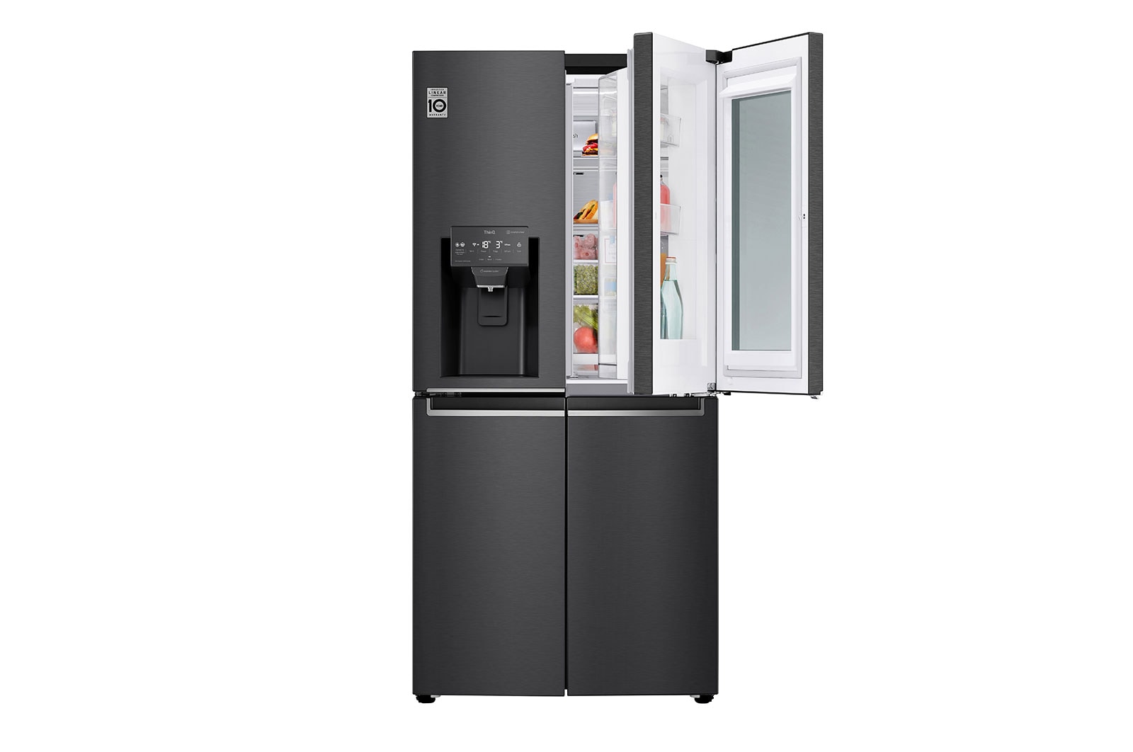 LG 508L InstaView? American Style Fridge Freezer Matte Black Total No Frost, GMX844MC6F