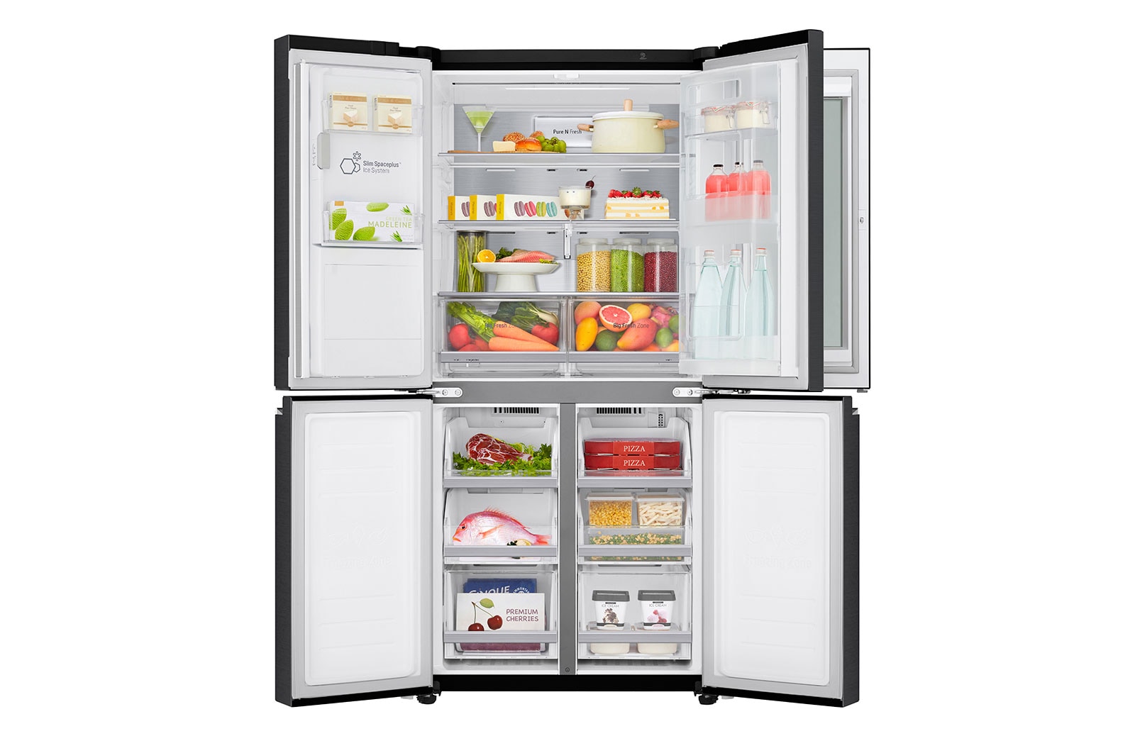 LG 508L InstaView? American Style Fridge Freezer Matte Black Total No Frost, GMX844MC6F