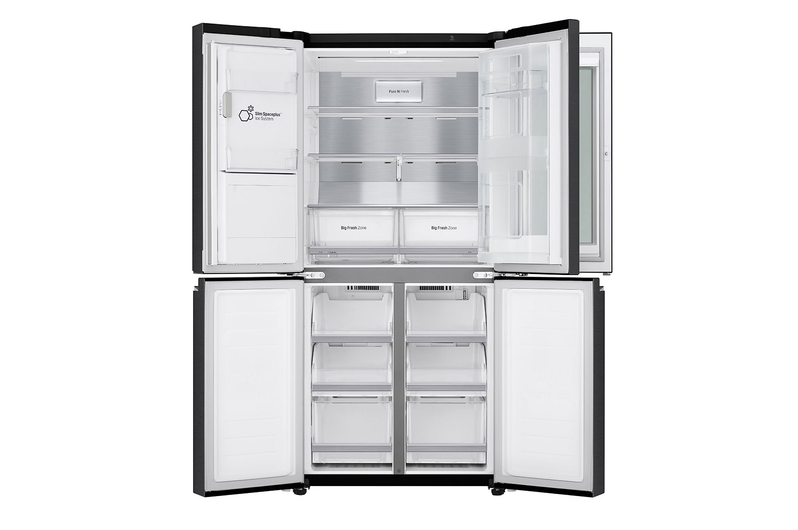 LG 508L InstaView? American Style Fridge Freezer Matte Black Total No Frost, GMX844MC6F