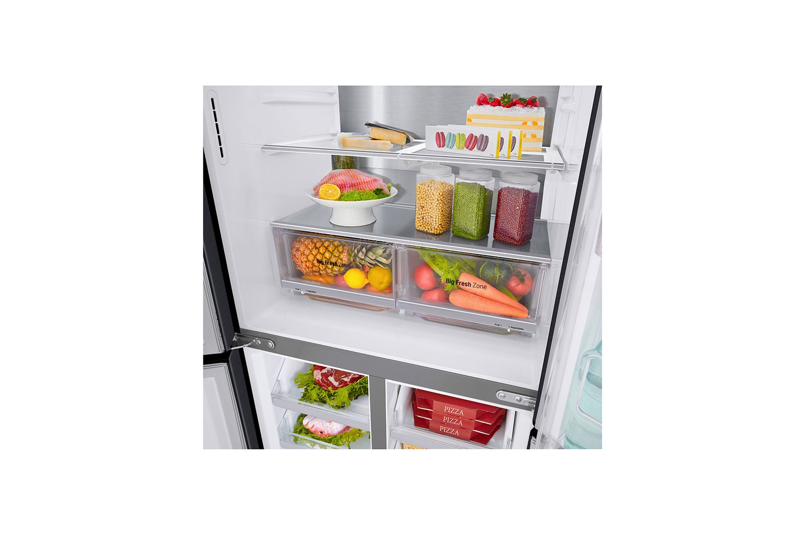 LG 508L InstaView? American Style Fridge Freezer Matte Black Total No Frost, GMX844MC6F