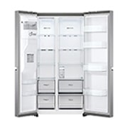LG 635L Total No Frost American Style Fridge Freezer, Shiny Steel, GSLV71PZTF
