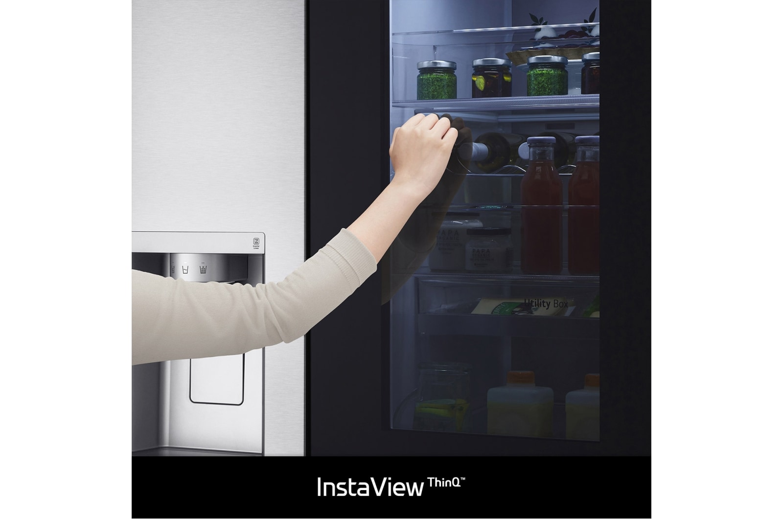 LG 635L InstaView? American Style Fridge Freezer Silver Total No Frost, GSXV90BSAE