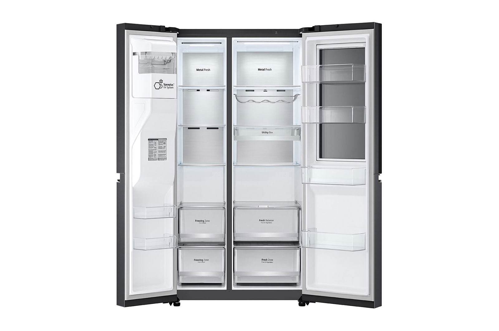 LG 635L InstaView? American Style Fridge Freezer Matte Black Total No Frost, GSXV90MCAE