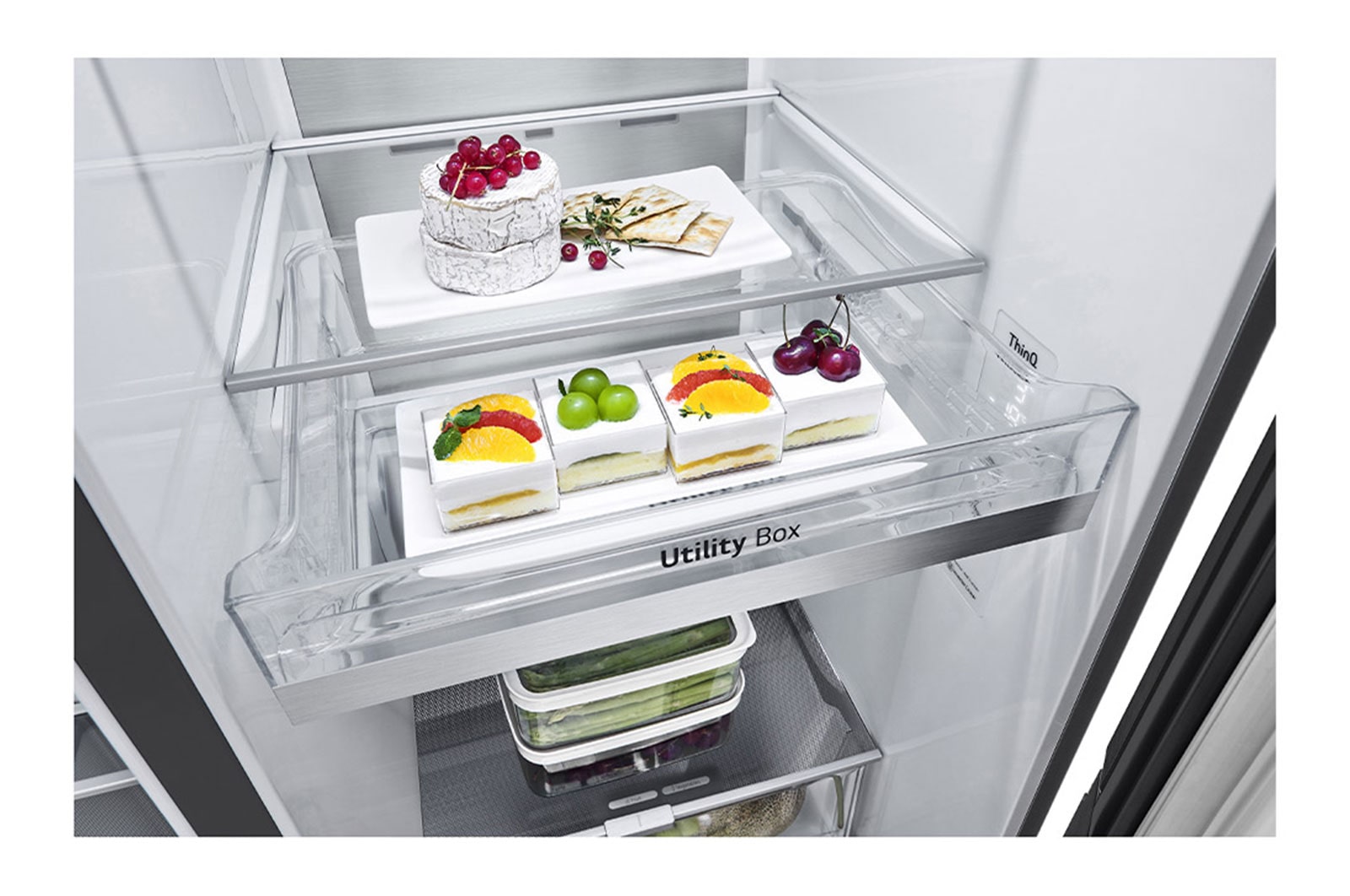 LG 635L InstaView? American Style Fridge Freezer Matte Black Total No Frost, GSXV90MCAE