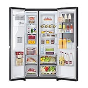 LG 635L InstaView? American Style Fridge Freezer Matte Black Total No Frost, GSXV90MCAE